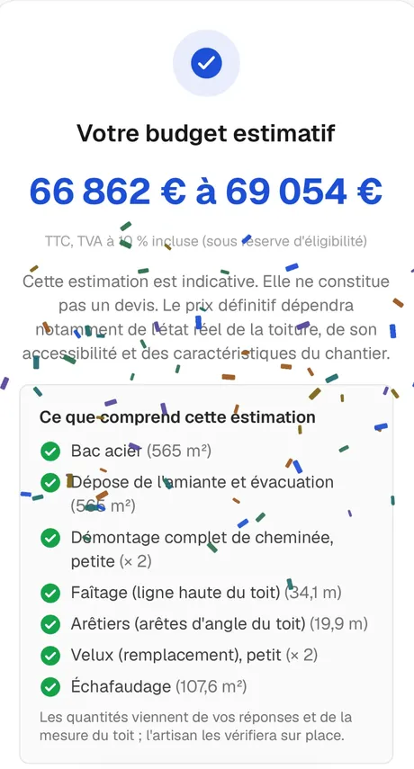 Son prix, aussitôt : capture du simulateur sur téléphone
